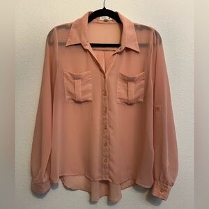 #553 Anthropologie Mine Blush Button-Up Blouse Large